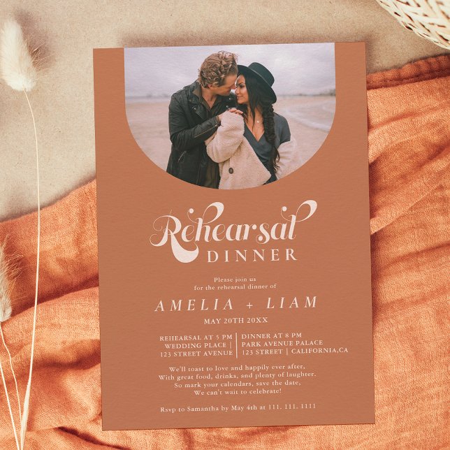 Convites Janto de ensaio de foto-terracotta com script retr (Criador carregado)