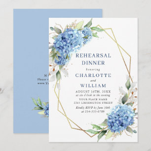 Convites Janto de ensaio de Hydrangea Azul Elegante