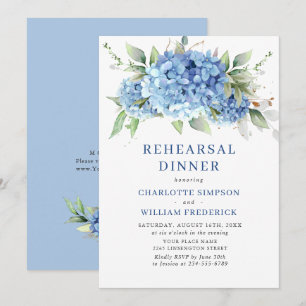 Convites Janto de ensaio de Hydrangea Azul Elegante
