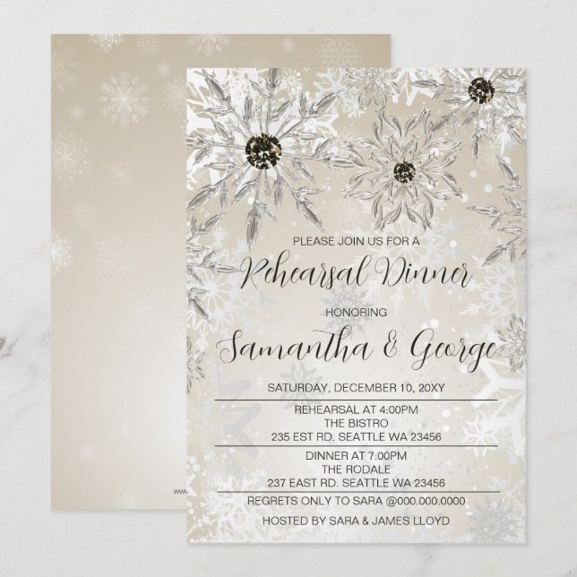 Convites Janto de ensaio de inverno em flocos de neve Doura (Frente/Verso)
