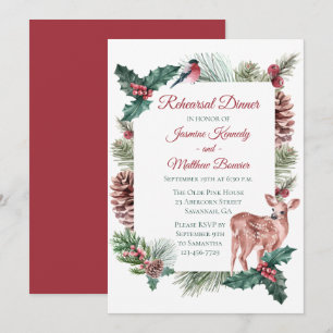 Convites Janto de ensaio de inverno Veado Vermelho Natal Fl