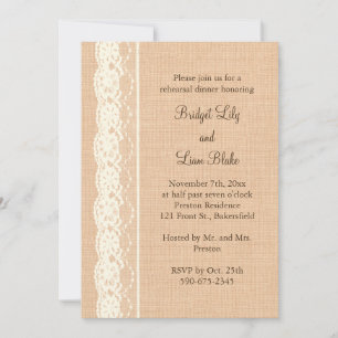 Convites Janto de ensaio de Ivory Lace & Light Burlap