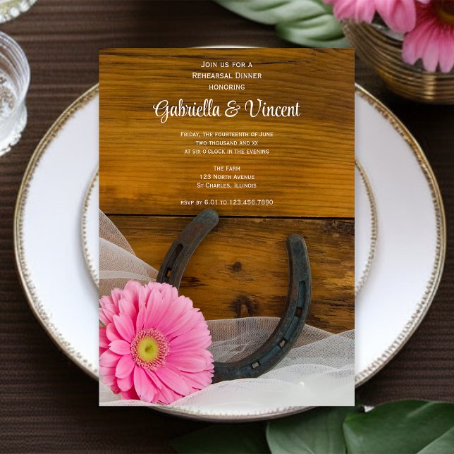 Convites Janto de ensaio de margarida rosa e ferradura ocid (Criador carregado)