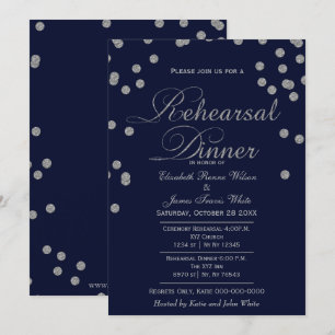 Convites janto de ensaio de marinho com brilho de prata con