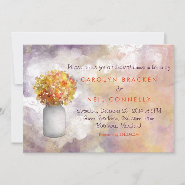 Convites Janto de Ensaio de Masonjar Whimsical/Flores Amare (Frente)