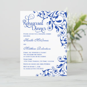 Convites Janto de ensaio de Na moda Royal Blue Swirls