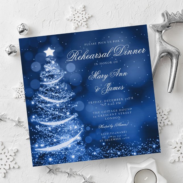 Convites Janto de ensaio de Natal da Wonderland Winter (Winter Wonderland Christmas Rehearsal Dinner Invitation)