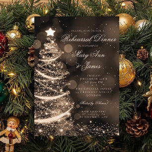 Convites Janto de ensaio de Natal Dourado e negro elegante