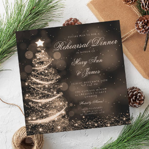 Convites Janto de ensaio de Natal Dourado e negro elegante