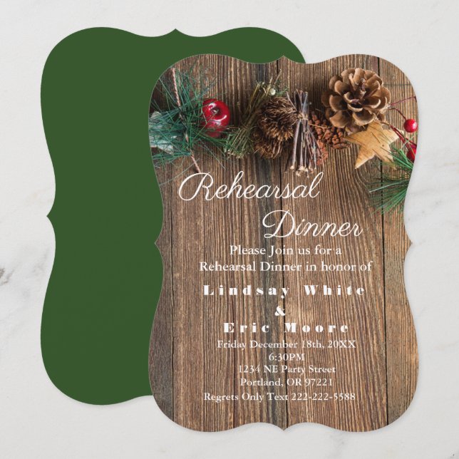 Convites Janto de ensaio de Natal Rustic Country (Frente/Verso)