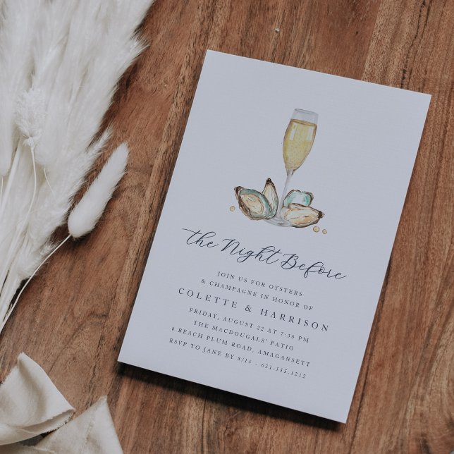Convites Janto de ensaio de ostras costeiras e champanhe (Oysters & champagne rehearsal dinner invitations)