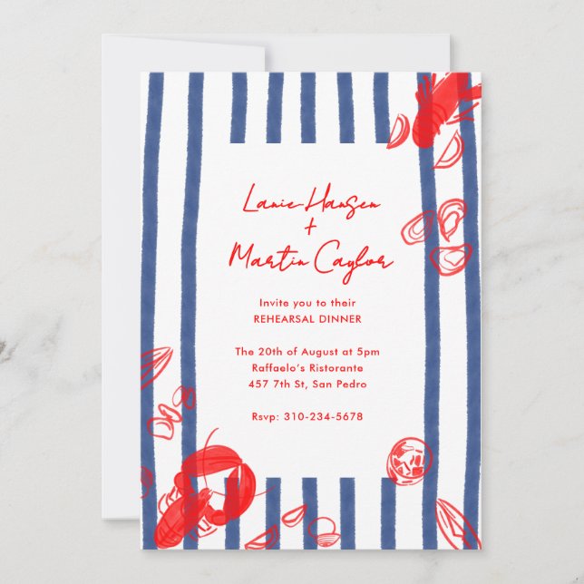 Convites Janto de ensaio de ostras de ostras de lavagante (Frente)