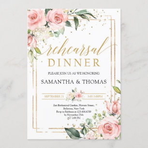 Convites Janto de ensaio de ouro floral cor-de-rosa-boêmico