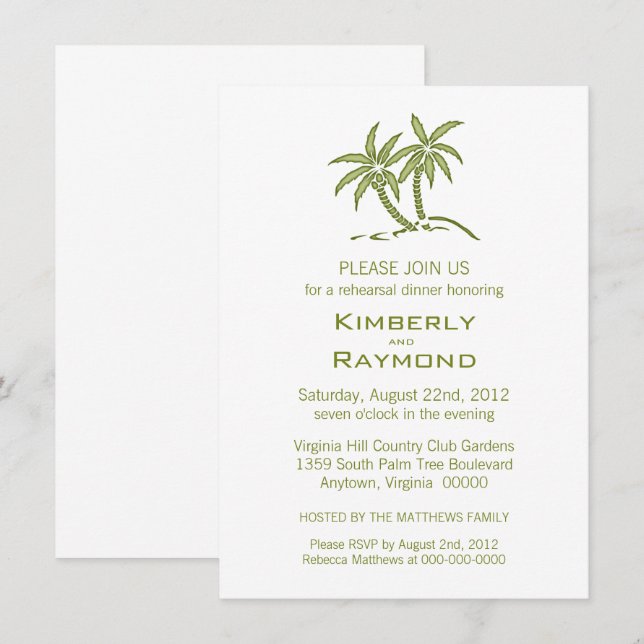 Convites Janto de Ensaio de Palmeiras Verdes Tropicais (Frente/Verso)
