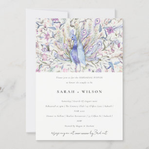 Convites Janto de Ensaio de Pavão de Aquarela Pastel Clássi