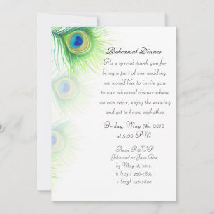 Convites Janto de Ensaio de Penas Peacock Pintadas à Mão
