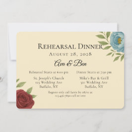 Convites Janto de Ensaio de Pequim Azul e Vermelho Escuro