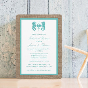 Convites Janto de Ensaio de Praia de Turquoise Sea Burlap