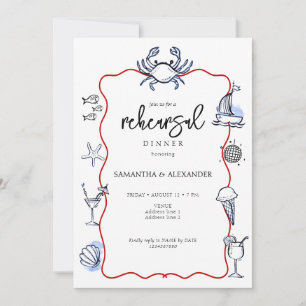 Convites Janto de Ensaio de Praia do Arroz Azul Doodles