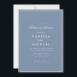 Convites janto de ensaio de quadro branco azul-poeirento mo<br><div class="desc">design branco e azul empoeirado moderno com quadro e texto personalizado</div>