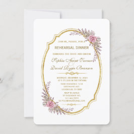 Convites Janto de ensaio de quadros Dourados Florais Elegan