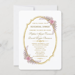 Convites Janto de ensaio de quadros Dourados Florais Elegan