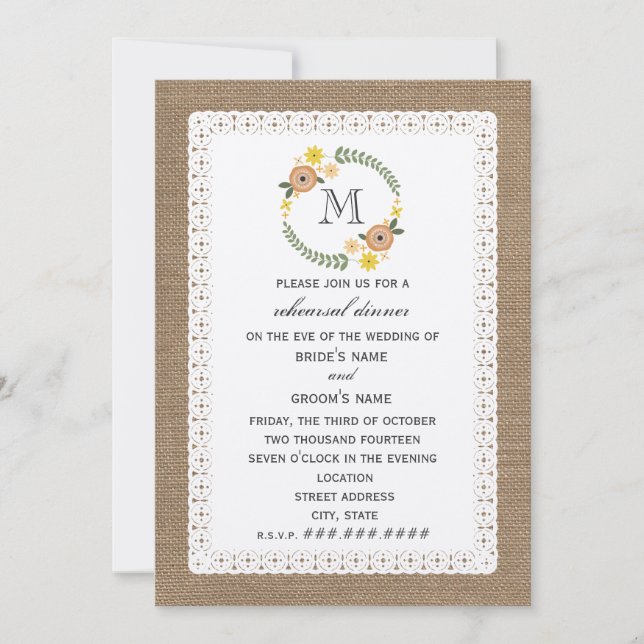 Convites Janto de Ensaio de Queda Inspirado em Burlap & Lac (Frente)