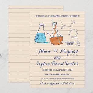 Convites Janto de ensaio de química azul e laranja