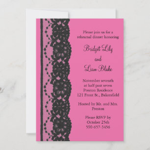 Convites Janto de ensaio de rendas (fuchsia)