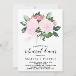 Convites Janto de ensaio de Rosas de aquarela cor-de-rosa d