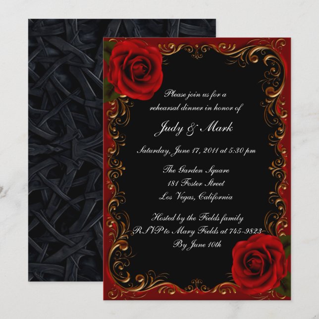 Convites Janto de ensaio de Rosas vermelhas Elegante (Frente/Verso)
