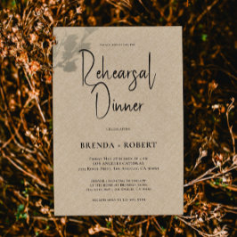 Convites Janto de ensaio de Script Branco Simples Tan-Linen