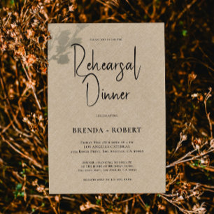 Convites Janto de ensaio de Script Branco Simples Tan-Linen