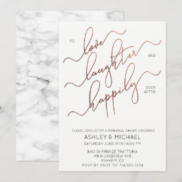 Convites Janto de Ensaio de Script de Cobre Branco Preto