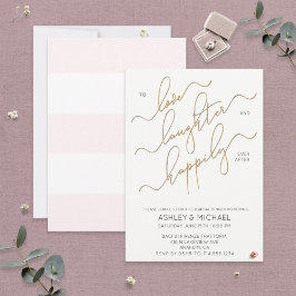 Convites Janto de ensaio de script Dourado Blush White