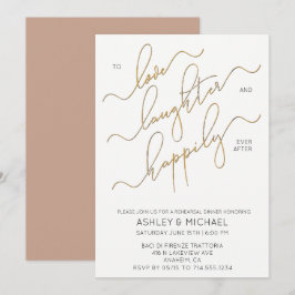 Convites Janto de Ensaio de Script Dourado Castanho Blush N