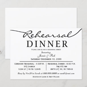 Convites Janto de Ensaio de Script Elegante Branco preto Co