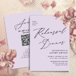 Convites Janto de Ensaio de Script Elegante Mauve, QR Mínim<br><div class="desc">Cartão de Convite para Janto de Ensaio de Código QR Minimalista de Script Elegante Mauve Elegant. Celebre o seu dia especial com esta elegante e bela carta de convite para casamento para embelezar a sua ocasião especial. Todos os textos estão pré-organizados para que você personalize fácil e rapidamente com seus...</div>