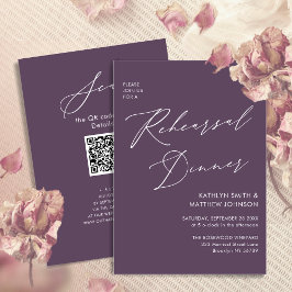 Convites Janto de Ensaio de Script Elegante Mauve, QR Mínim