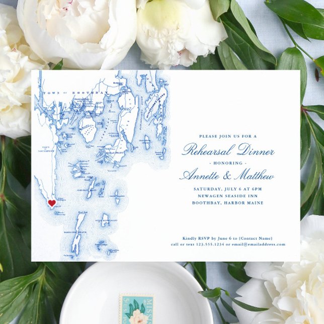 Convites Janto de ensaio de Southport Boothbay Harbor (Southport Maine Rehearsal Dinner invitations are perfect for your Boothbay Destination Wedding)