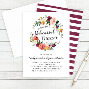 Convites Janto de Ensaio de Terra Floral Rustic Burgundy