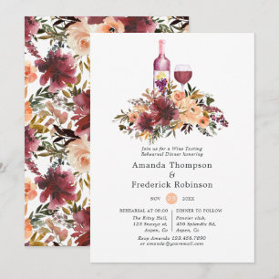 Convites Janto de Ensaio de Vinhos de Bordo Peach Watercolo