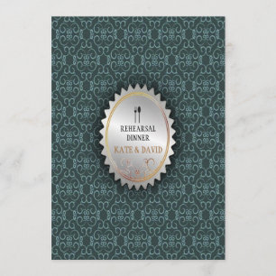 Convites Janto De Ensaio De Vintage Damask Ornamentado Spoo