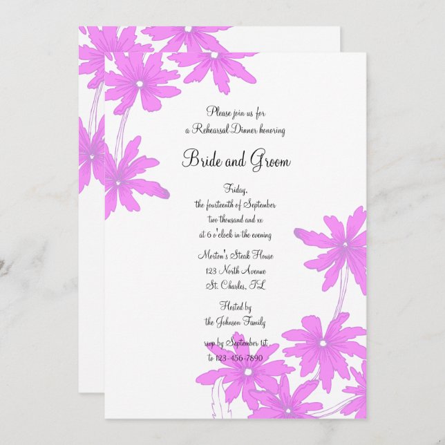 Convites Janto de Ensaio de Visitas Rosa (Frente/Verso)