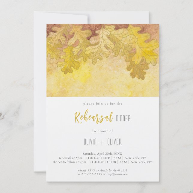 Convites Janto de Ensaio do Autumn Oak Leaves (Frente)