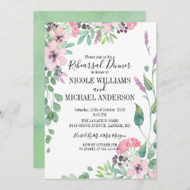 Convites Janto de ensaio do buquê de aquarelas rosado RUSTI