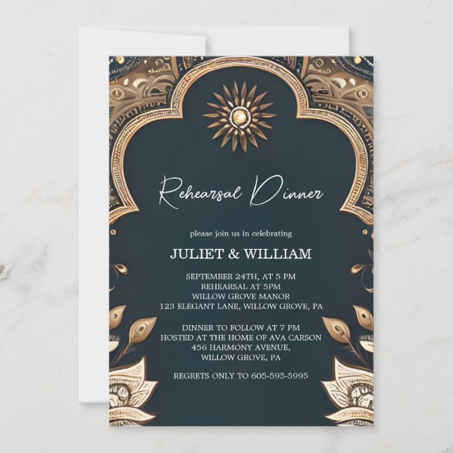 Convites Janto de ensaio do estilo indiano Hindi Henna Mehn (Frente)