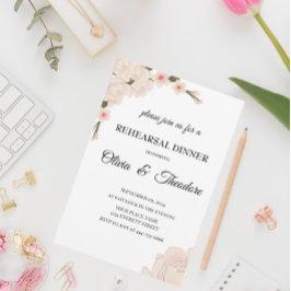 Convites Janto de ensaio do Flor Floral Rosa Elegante