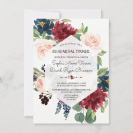 Convites Janto de ensaio do Hexágono Floral do Marinho Chic