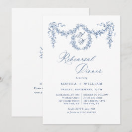 Convites Janto de ensaio do Jardim Têxtil Francês Azul Eleg